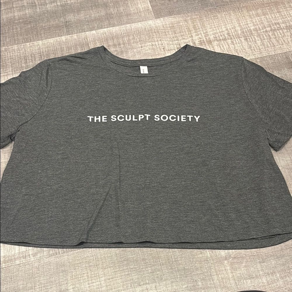 the sculpt society grey crop tee